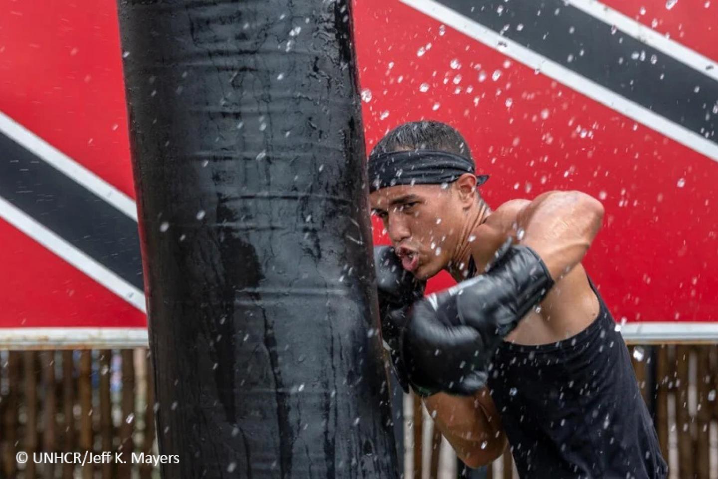 Refugee Olympic Team boxer Eldric Sella of Venezuela trains in Trinidad & Tobago
