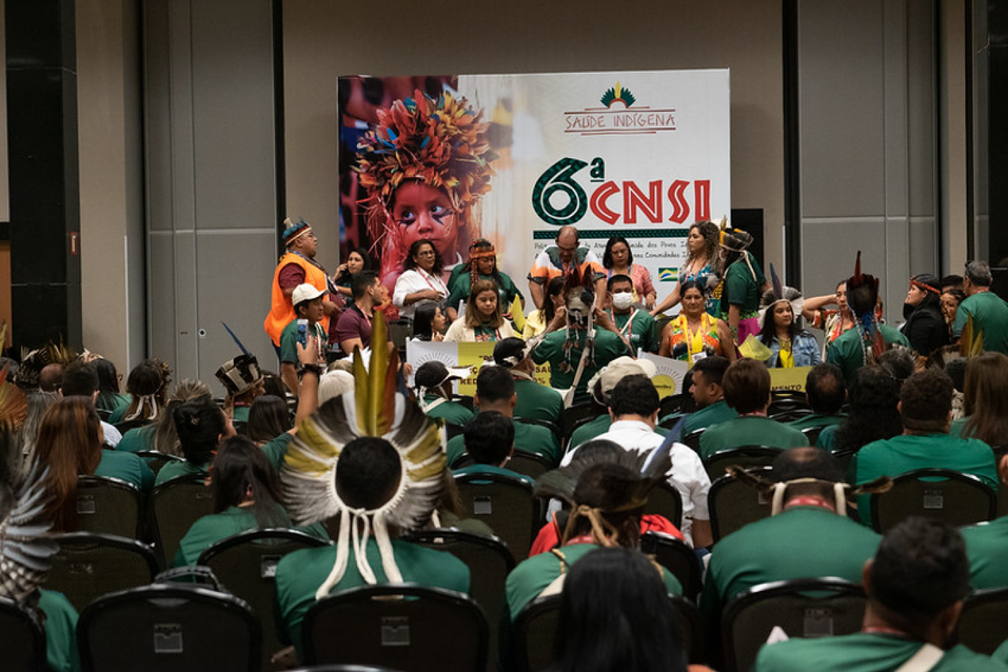Cerca de dois mil representantes de povos indígenas participaram da 6ª Conferência Nacional de Saúde Indígena em Brasília. © Conselho Nacional de Saúde / Divulgação