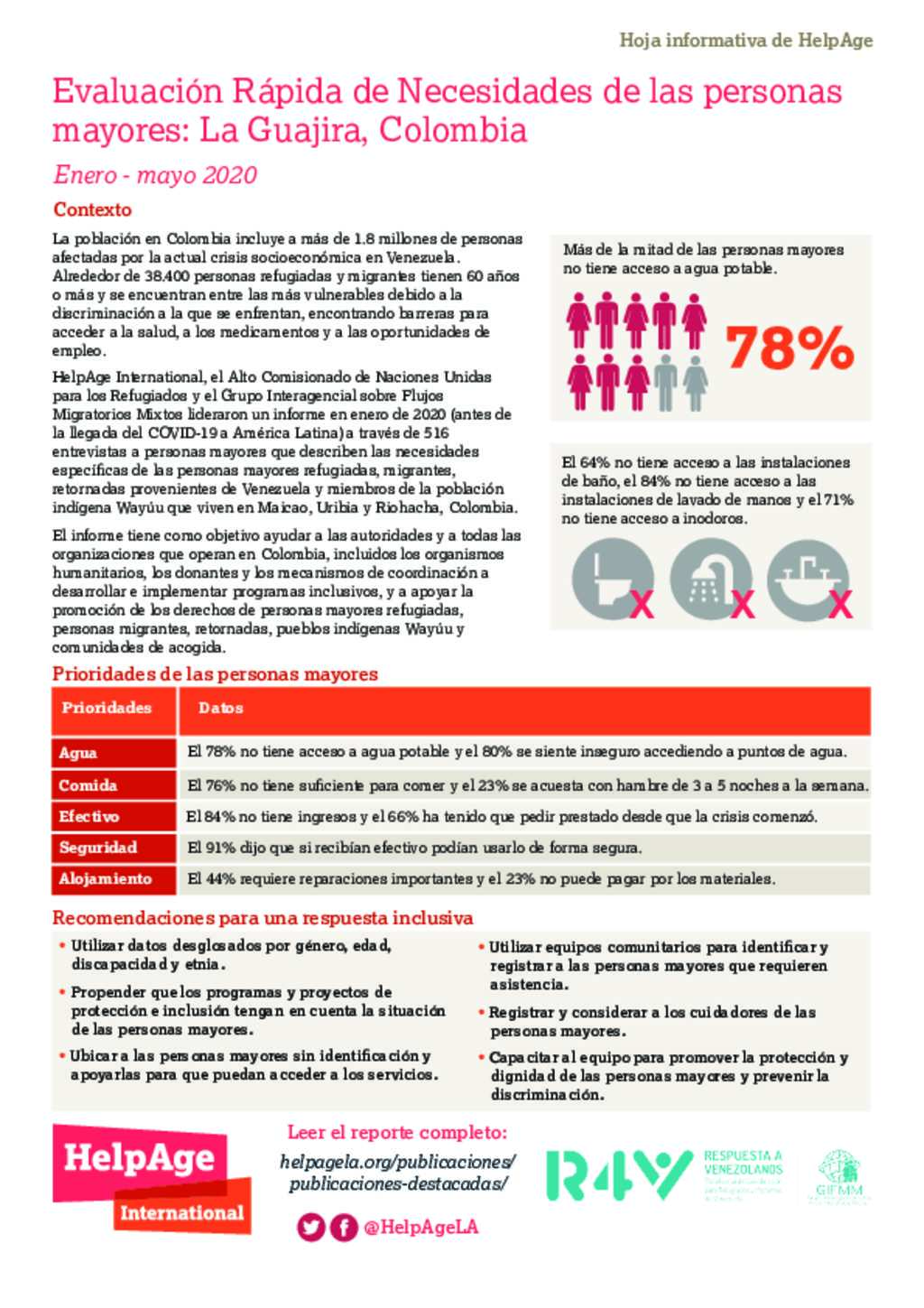 Colombia: Resumen Ejecutivo - Evaluación rápida de necesidades para las  personas mayores - HelpAge International | R4V